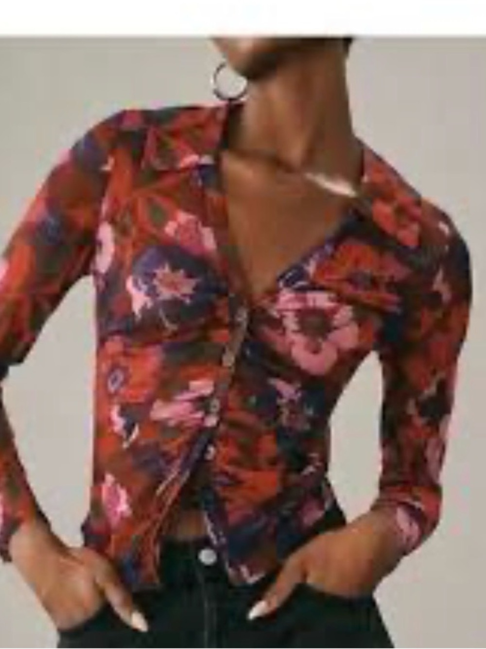 Maeve Slim Ruched Mesh Shirt from Anthropologie
